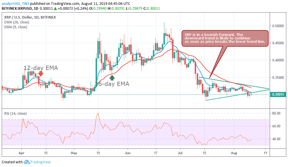 Ripple XRP Daily Price Chart August 11, 2019