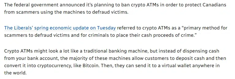 Canada crypto ATM ban illustration