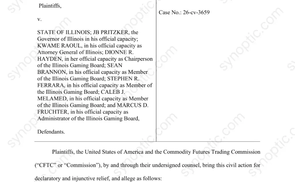 The lawsuit filed by the United States Government against Illionios.

Source: cloud.synoptic.com 
