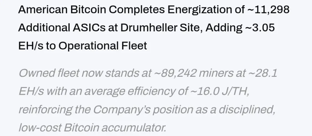 Details of American Bitcoin new miming capacity..
Source: abtc