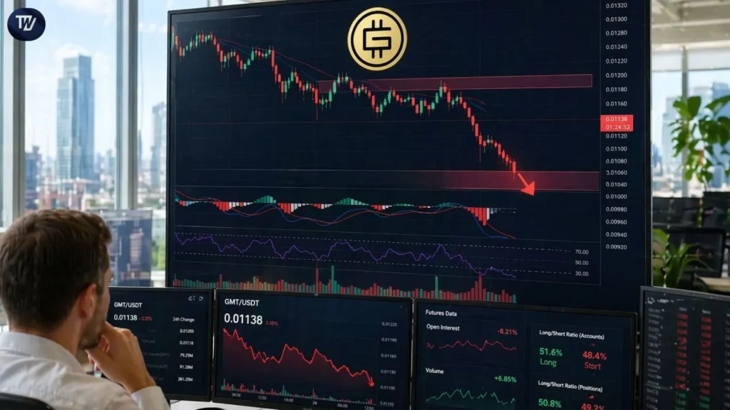 GMT Price Prediction Signals Downside as Bearish Setup Targets $0.00930