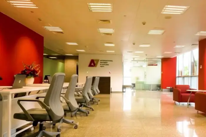 A7 Lagos office interior showcasing workspace during crypto payment system expansion into Africa