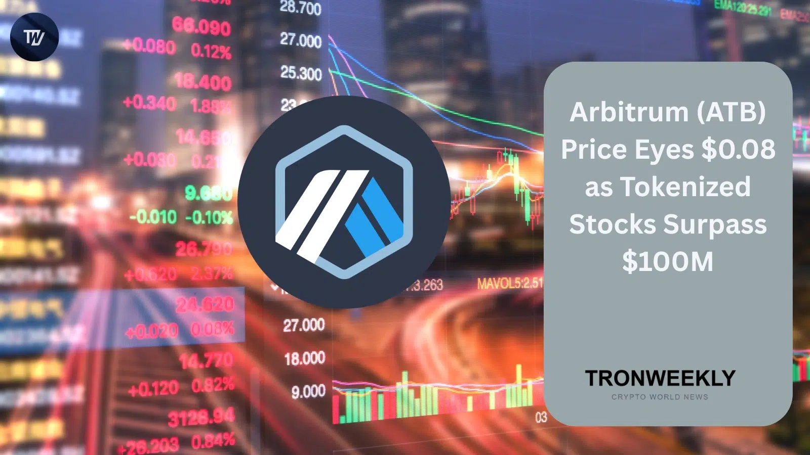 Arbitrum (ATB) Price Eyes $0.08 as Tokenized Stocks Surpass $100M