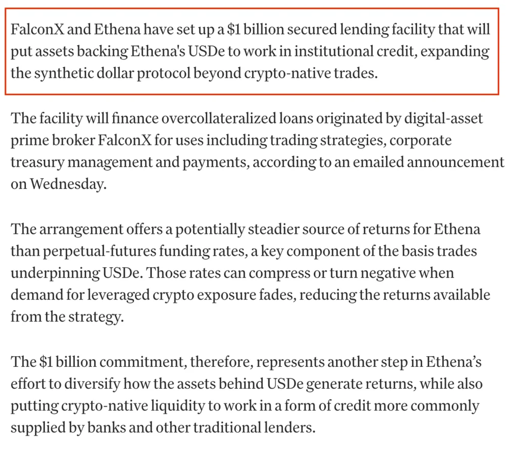 Ethena and FalconX partnership