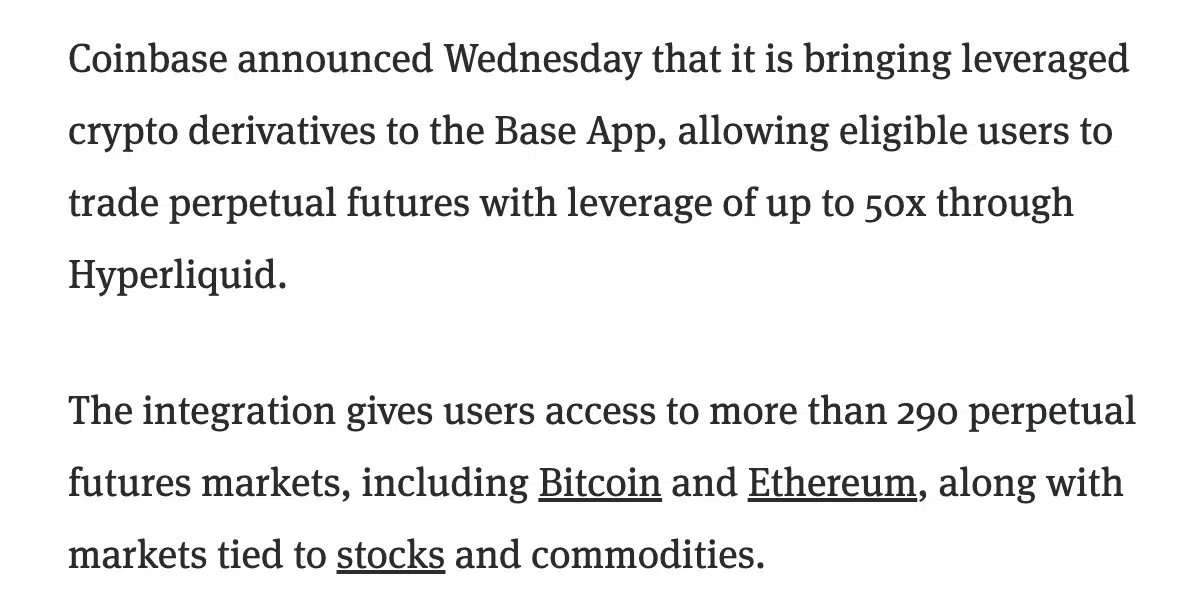 Hyperliquid futures expands to Base app