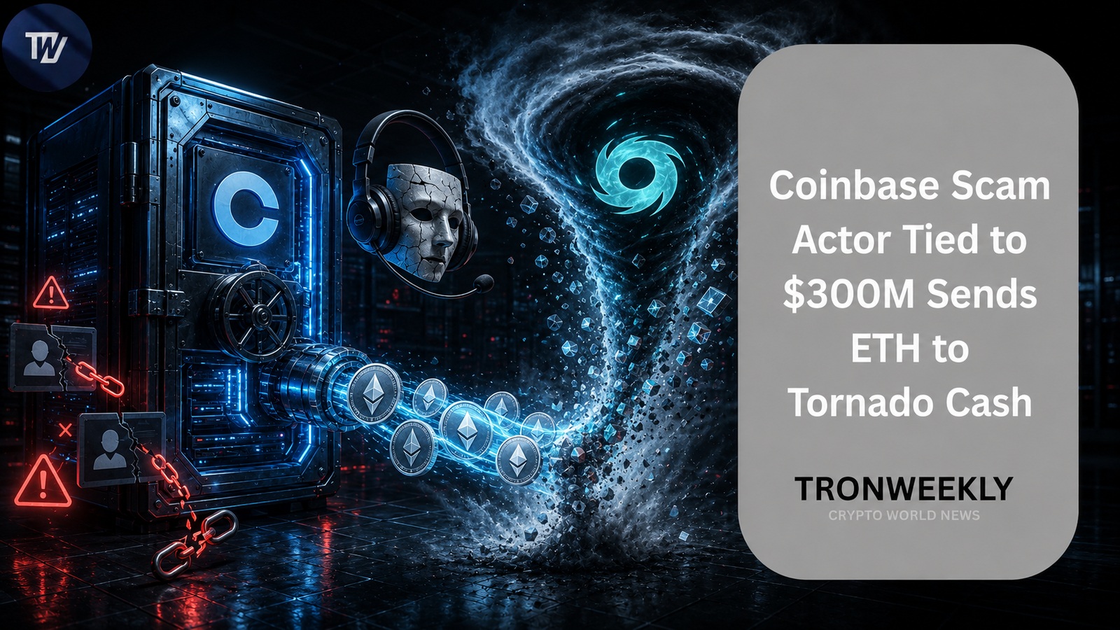Coinbase Scam Actor Tied to $300M Sends ETH to Tornado Cash 
