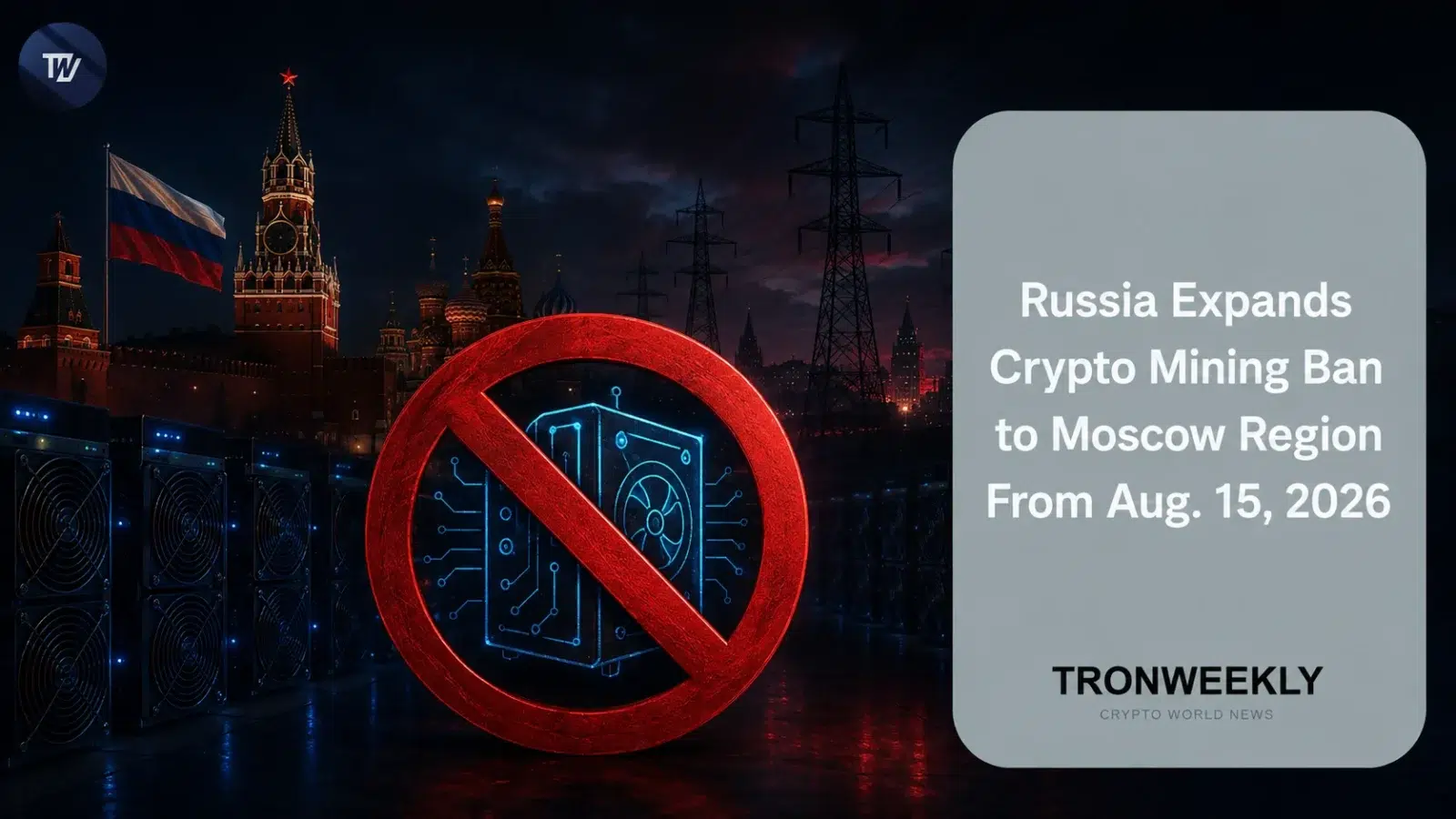 Russia Expands Crypto Mining Ban to Moscow Region From Aug. 15, 2026