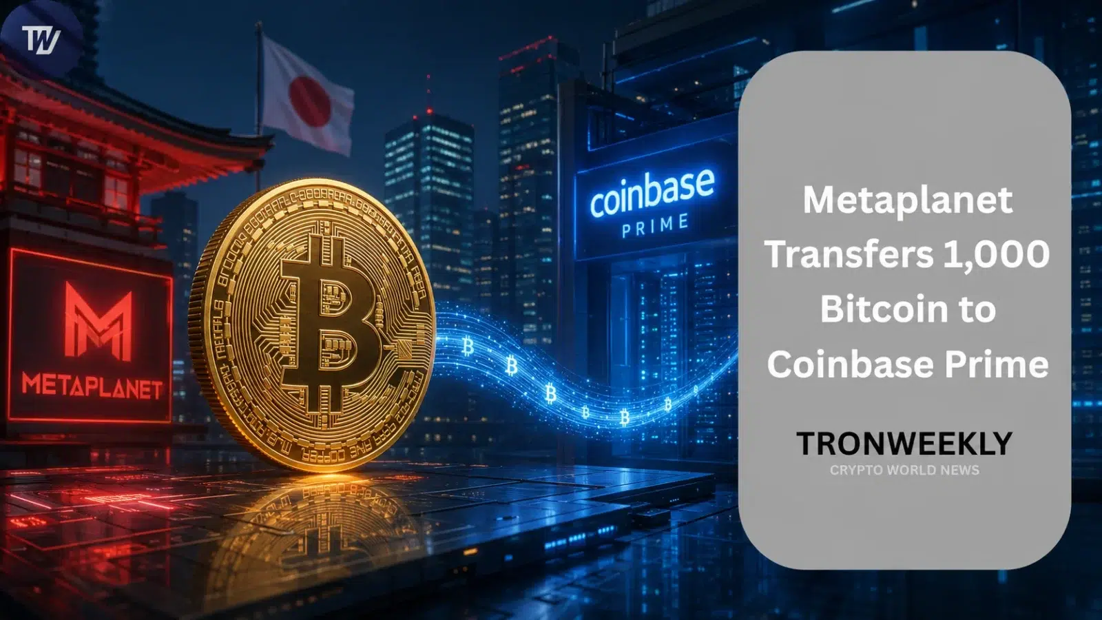 Metaplanet Transfers 1,000 Bitcoin to Coinbase Prime