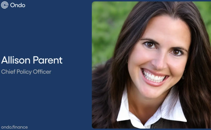 Ondo Finance has appointed Allison Parent as Chief Policy Officer