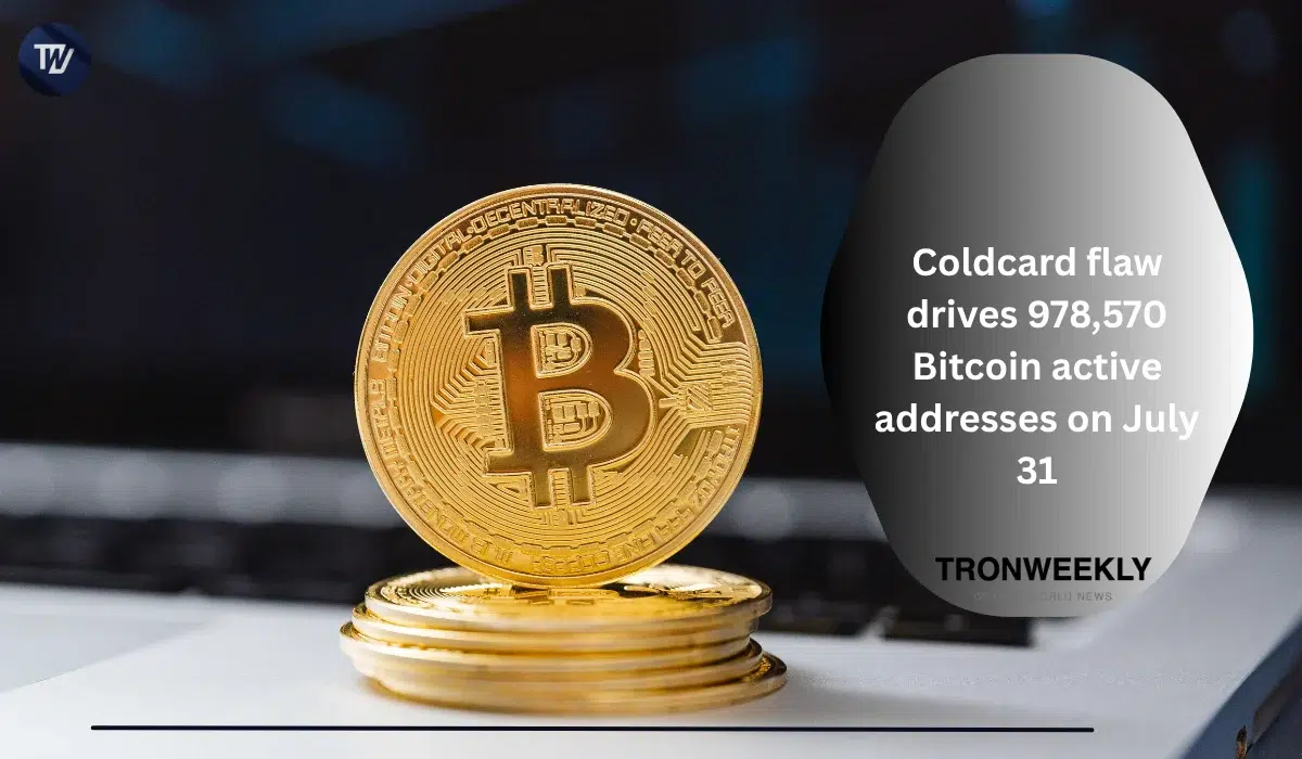 Coldcard flaw drives 978,570 Bitcoin active addresses on July 31