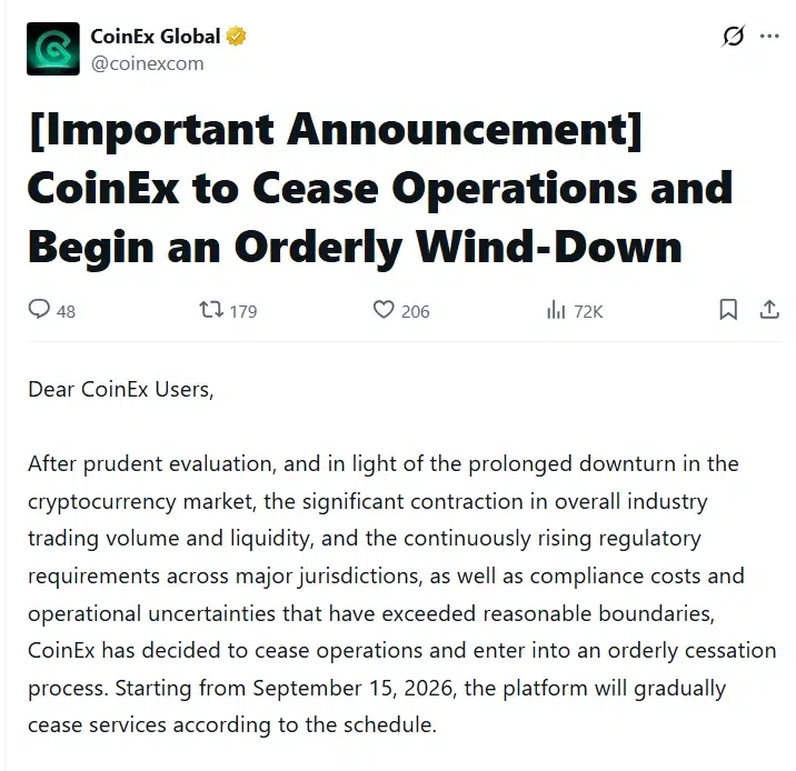 CoinEx Announcement