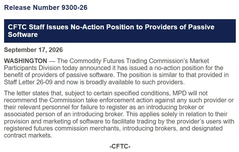 CFTC No-Action letter