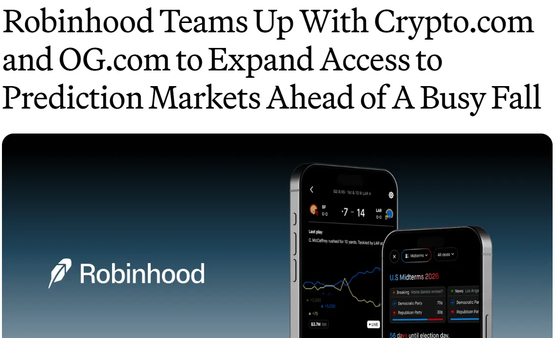 Robinhood Adds 1 Venue for Football Prediction Markets Trading