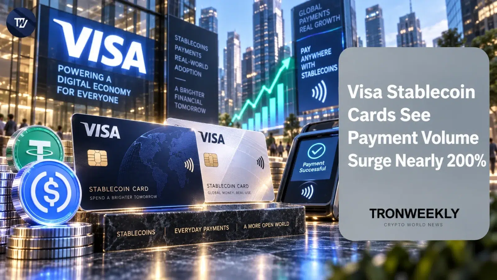 Visa Stablecoin Cards See Payment Volume Surge Nearly 200%