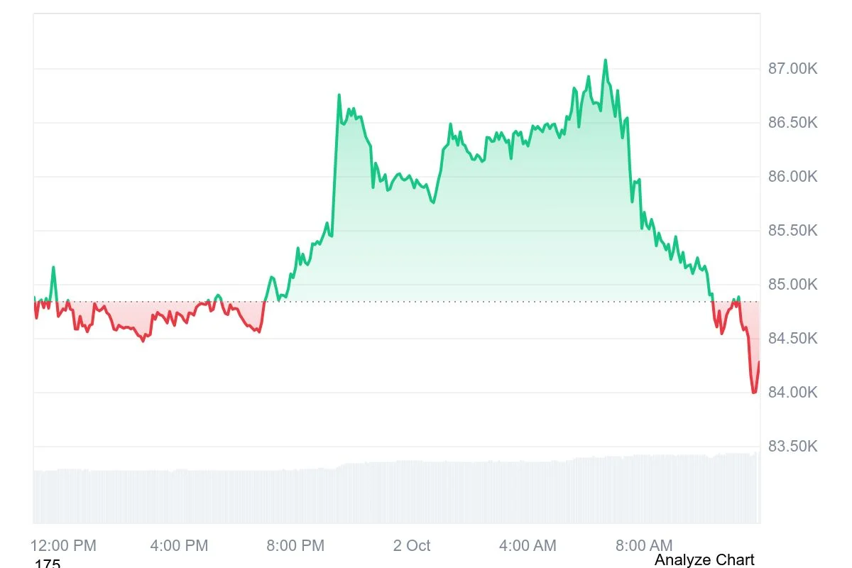 Bitcoin Faces Profit-Taking Near $87,000
