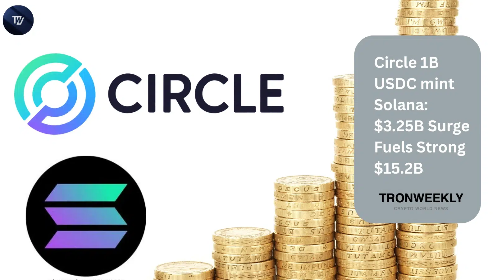Circle 1B USDC Mint Solana: $3.25B Surge Fuels Strong $15.2B
